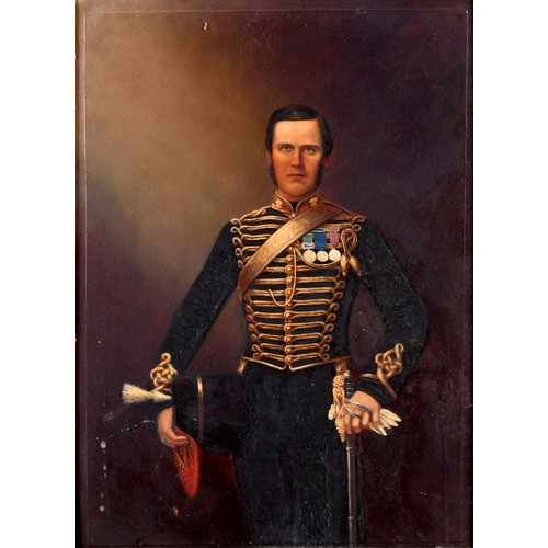 101 - A painted photograph, of a military officer in uniform, 33 x 23 cm