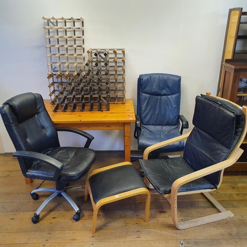 603 - A mid 20th century oak folding desk, with two drawers revealing various compartments, 84 cm wide, a ... 