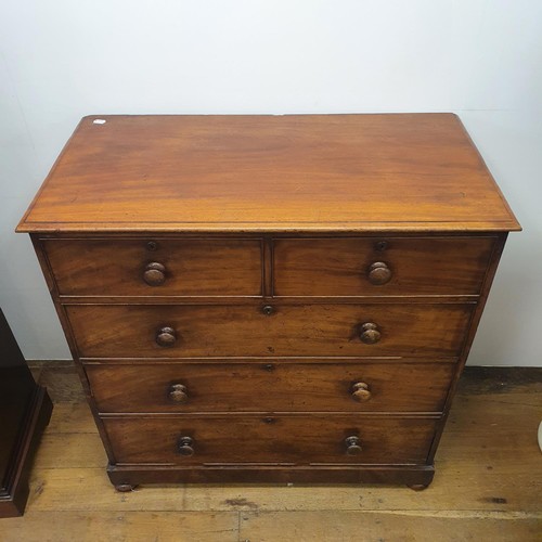 568 - A 19th Century mahogany chest, having to short and three long drawers, 99 cm wide