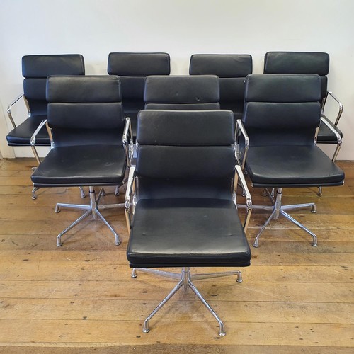 531 - A set of eight office chairs with chrome frames