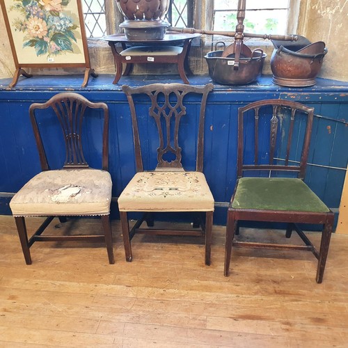 601 - A pair of high back chairs, and three other chairs (5)