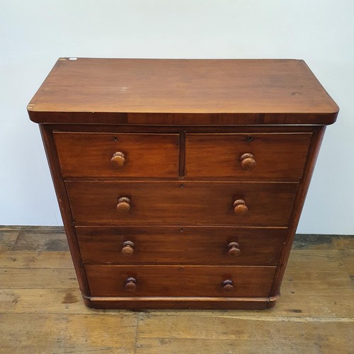 501 - A mahogany chest, having two short and three long drawers, 100 cm wide