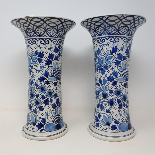 312 - A pair of Delft vases, 28 cm high (2)