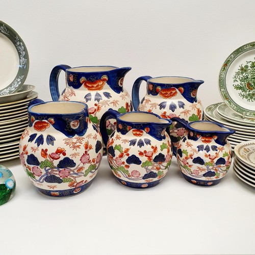 348 - A graduated set of ironstone jugs, and other assorted ceramics (3 boxes)