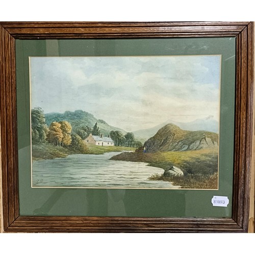 105 - H Macens, landscape, watercolour, signed and dated 1886, 24 x 35 cm, and four other watercolour land... 