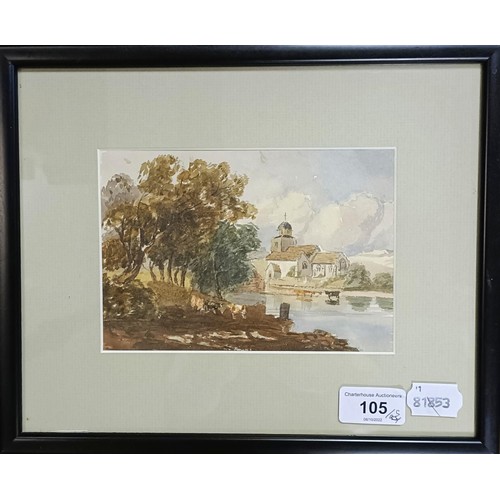 105 - H Macens, landscape, watercolour, signed and dated 1886, 24 x 35 cm, and four other watercolour land... 