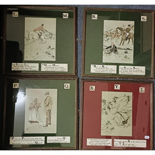 236 - A set of early 20th century alphabet hunting prints, all with mottos, framed (20)