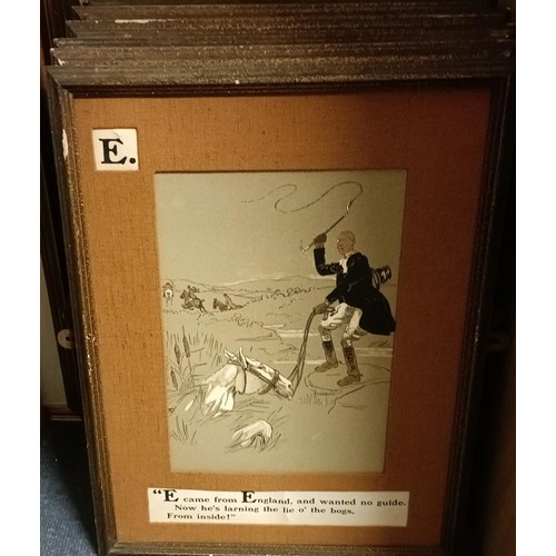 236 - A set of early 20th century alphabet hunting prints, all with mottos, framed (20)