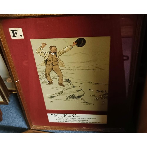 236 - A set of early 20th century alphabet hunting prints, all with mottos, framed (20)