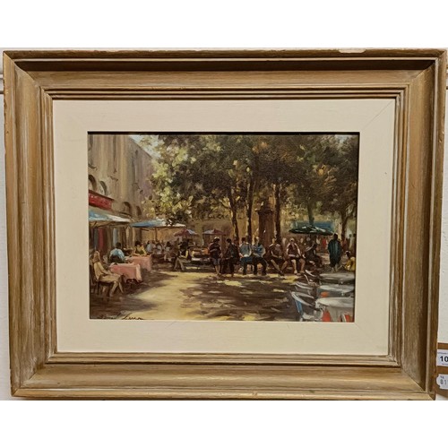 109 - Simon Chalk, Cool Fountain, Aix en Provence, oil on board, signed, 24 x 34 cm