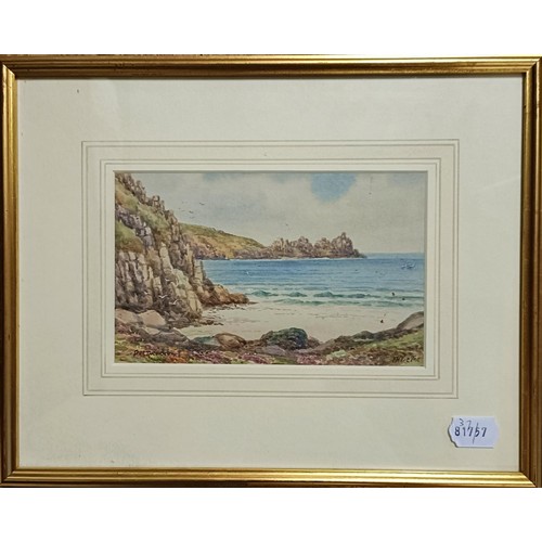 151 - T H Victor, St Michael's Mount, watercolour, signed, 12 x 20 cm, Newlyn Slip, 12 x 20 cm, and anothe... 