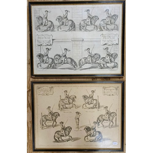 232 - A set of four 18th century French prints, horse training, 42 x 55 cm (4)