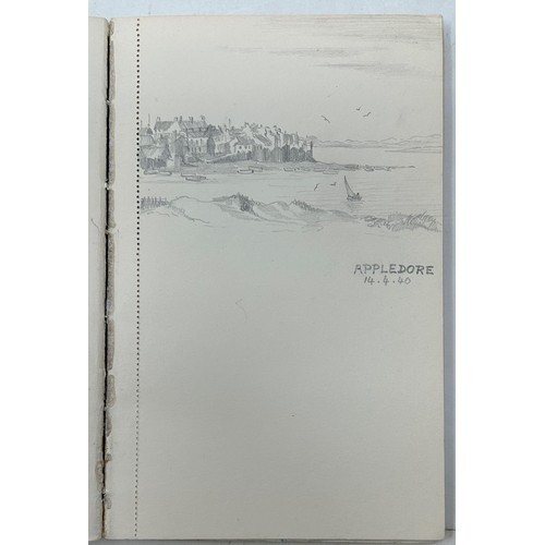 52 - An early 20th century scrapbook, filled with various pressed flowers and foliage, a sketch book, and... 