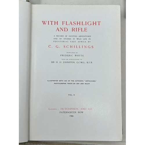 59 - Schillings (C G), With Flashlight And Rifle, published Hutchinsons & Co. 1906, two vols.,