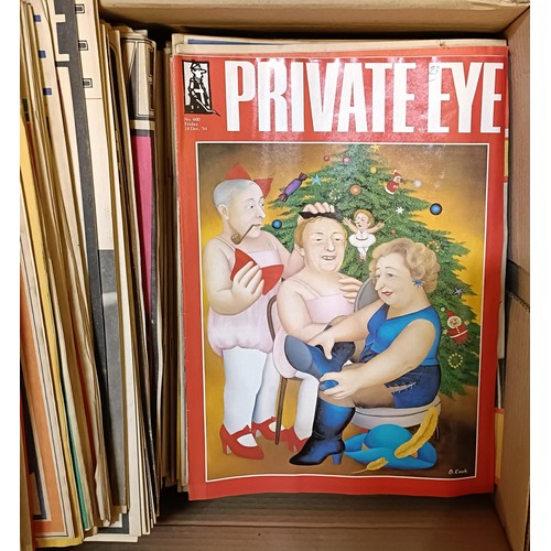 38 - Assorted books, and Private Eye magazines (4 boxes)