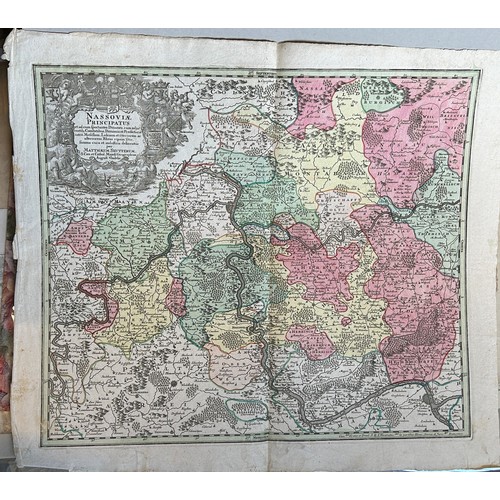 277 - A coloured map, 55 x 64 cm, and assorted other maps (qty)