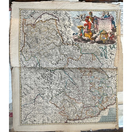 275 - A hand coloured map, 60 x 54 cm, and assorted other maps (qty)