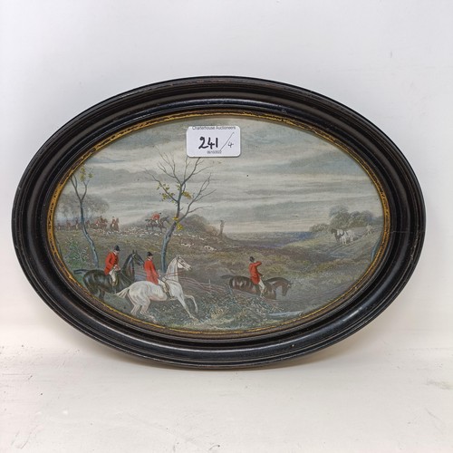 241 - A set of four 19th century oval hunting prints, 25 x 16 cm (4)