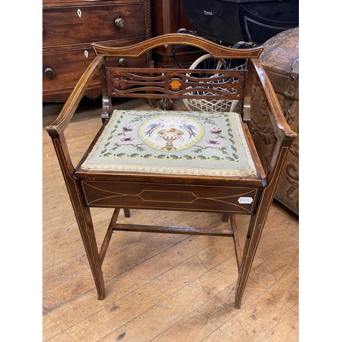 637 - An early 20th century mahogany piano stool, and another (2)