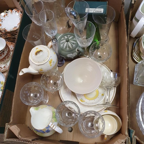 409 - An Art Deco part tea service, assorted ceramics and glassware (3 boxes)