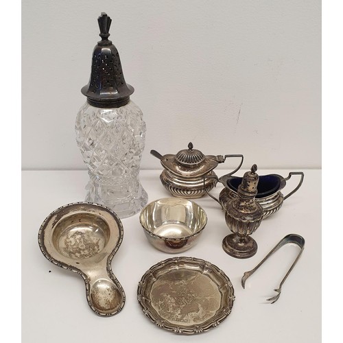 437 - A silver condiment set, and other items (qty)