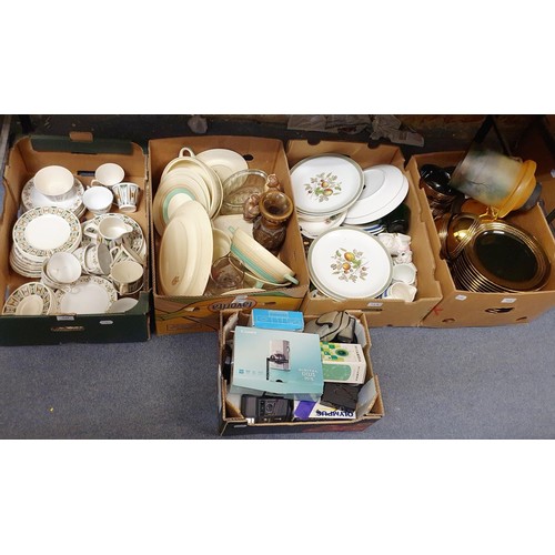 342 - A Susie Cooper part dinner service, assorted ceramics and other items (5 boxes)