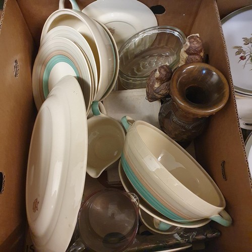 342 - A Susie Cooper part dinner service, assorted ceramics and other items (5 boxes)