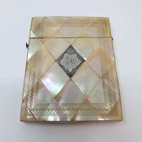 351 - A 19th century mother of pearl card case, 7 cm wide