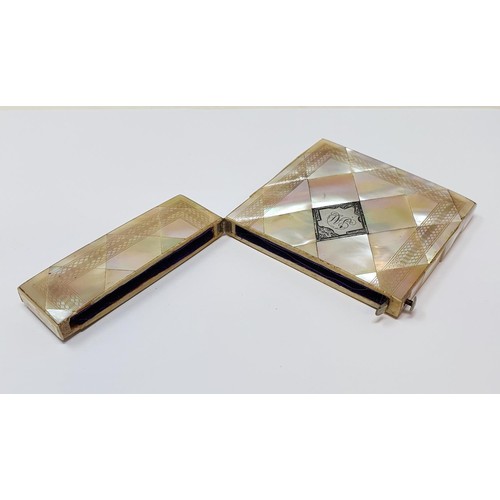 351 - A 19th century mother of pearl card case, 7 cm wide