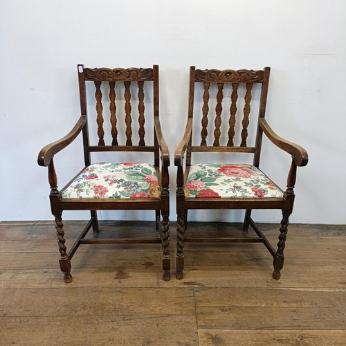 640 - A set of six dining chairs,  a pair of carver chairs, a pine dressing chest and a side table (10)