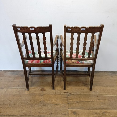 640 - A set of six dining chairs,  a pair of carver chairs, a pine dressing chest and a side table (10)