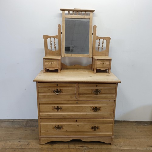 640 - A set of six dining chairs,  a pair of carver chairs, a pine dressing chest and a side table (10)