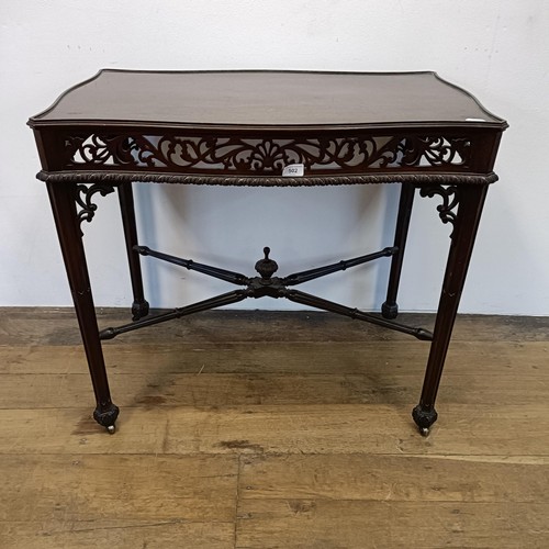 502 - A Chippendale style mahogany side table, 82 cm wide