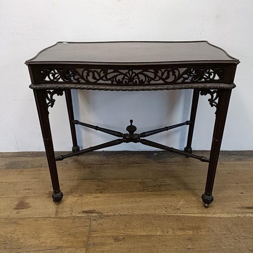 502 - A Chippendale style mahogany side table, 82 cm wide