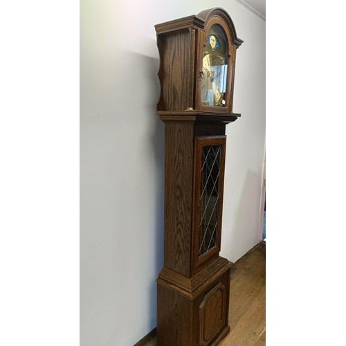 505 - A modern oak longcase clock, by Fenclocks, 189 cm high, and an oak hall stand (2)