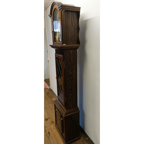 505 - A modern oak longcase clock, by Fenclocks, 189 cm high, and an oak hall stand (2)