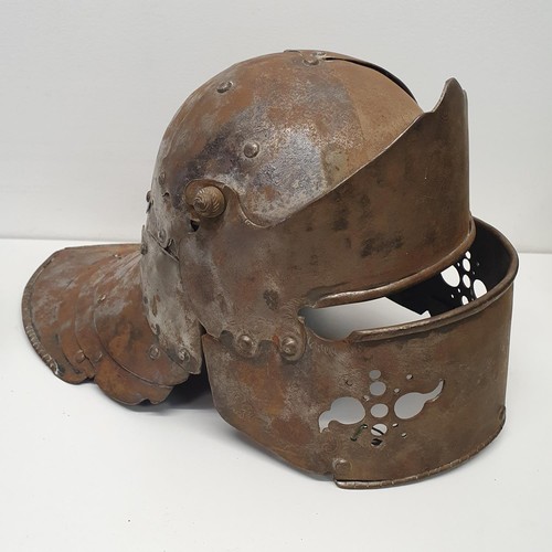 381 - A lobster tail helmet, a WW2 US military helmet, a flying cap and goggles and a straw boater (box)