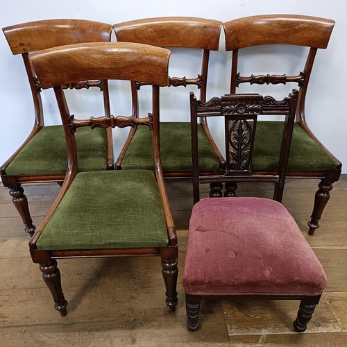 527 - A set of four mahogany bar back dining chairs, and a single chair (5)