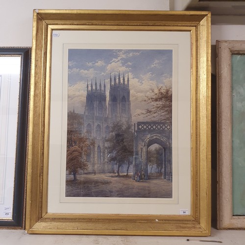 94 - T Budly, York Minster, watercolour, signed and dated 1884, 73 x 50 cm