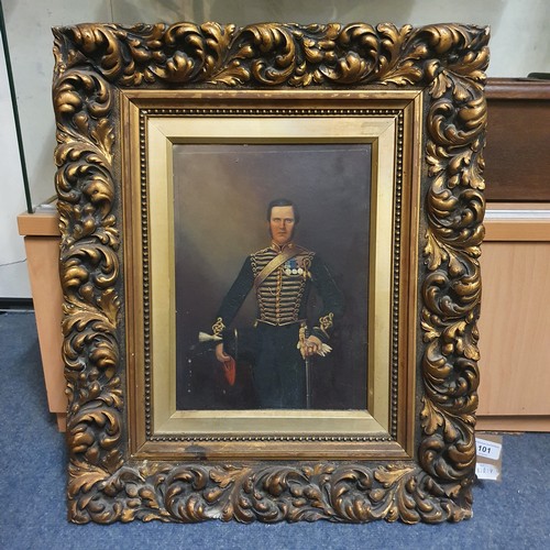 101 - A painted photograph, of a military officer in uniform, 33 x 23 cm