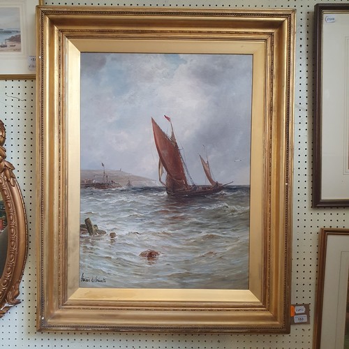 153 - Gustave De Breanski (1856-1898), seascape, oil on canvas, signed, 68 x 49 cm, Swan Gallery label ver... 