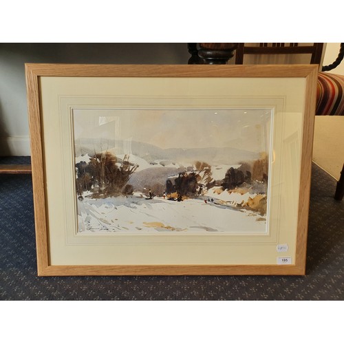 195 - Edward Wesson (British 1910-1983), Winter Sports, watercolour, signed, 32 x 50 cm