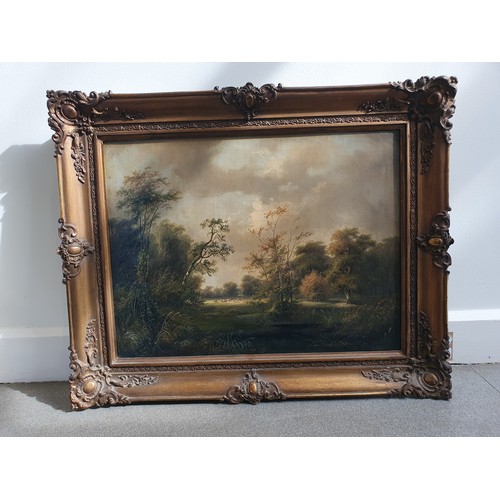 202 - English School, early 20th century, a landscape with cattle, oil on canvas, indistinctly signed, 42 ... 