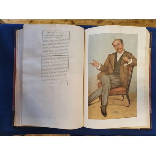 21 - A run of Vanity Fair magazines, from 1891-1906, in nine leather and cloth bound vols.