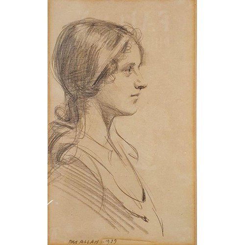 134A - Arthur Royce Bradbury (British 1892-1977), portrait of a lady, charcoal, signed, 20 x 12 cm