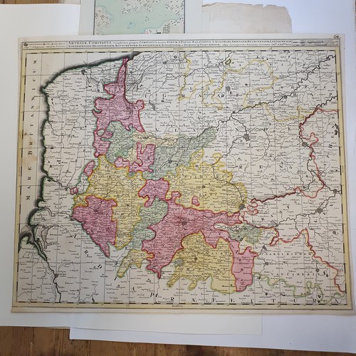 276 - A hand coloured map, 50 x 60 cm and assorted other maps (qty)