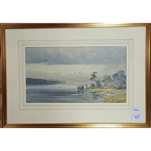 117 - Edward Theodore Compton (British 1849-1921), a lake scene, watercolour, signed and dated 1886, 22 x ... 