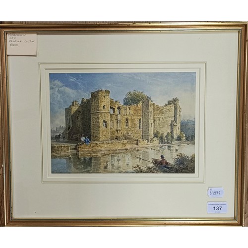 137 - English school, 19th century, Newark Castle, watercolour, 19 x 28 cm