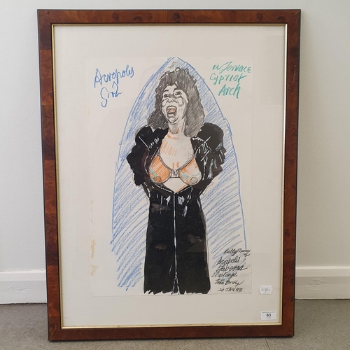 163 - John Randall Bratby (British 1928-1992), Belly Dancer of Acropolis Taverna, Hastings, watercolour an... 