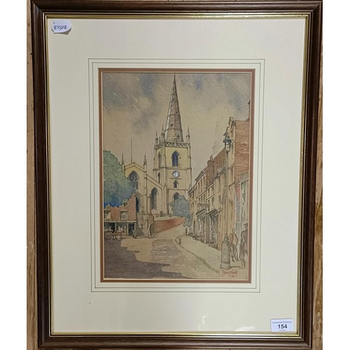 154 - Lewis Stant, a town scene, watercolour, signed and dated '49, 34 x 25 cm